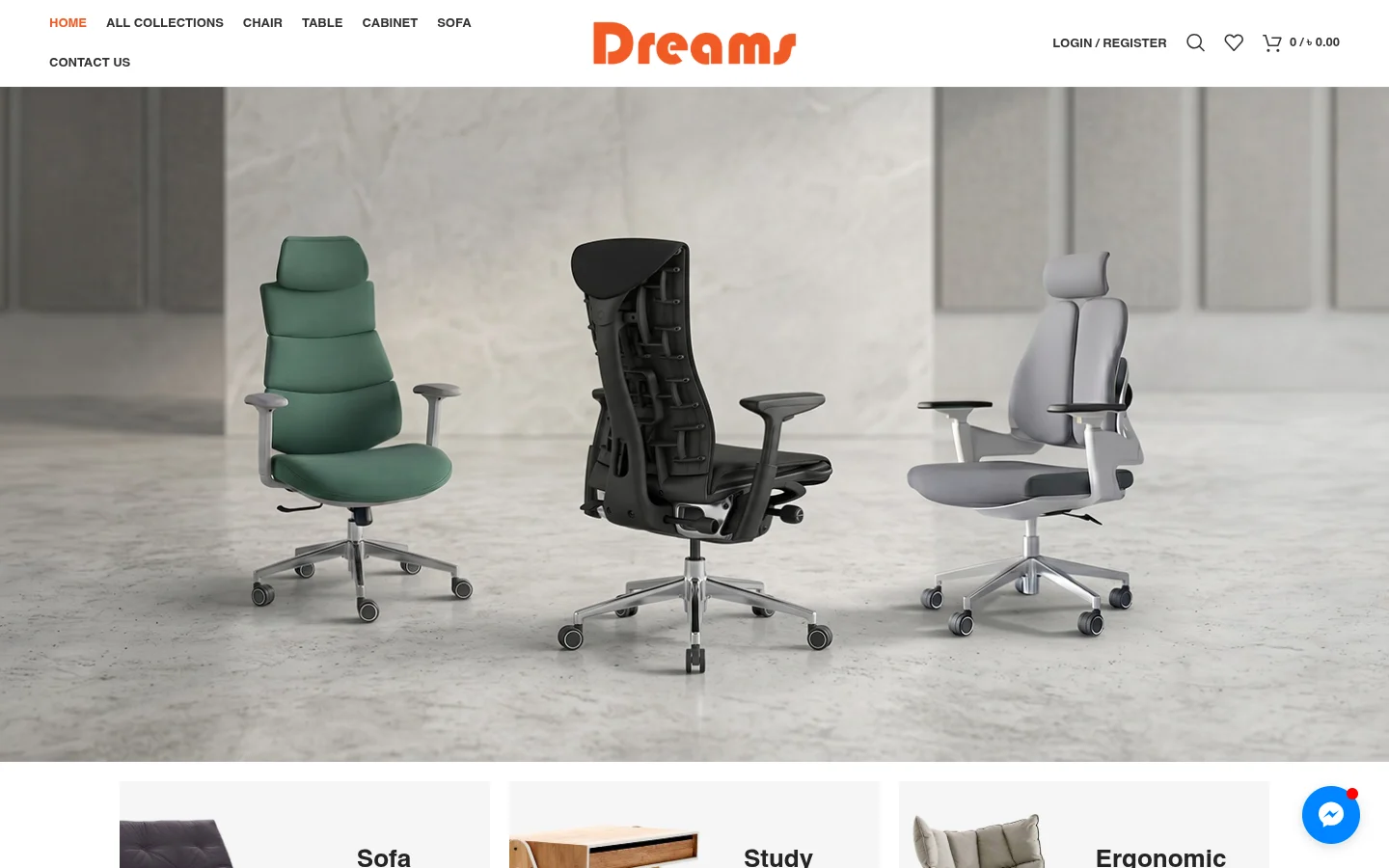 Screenshot of the Dream Furniture website