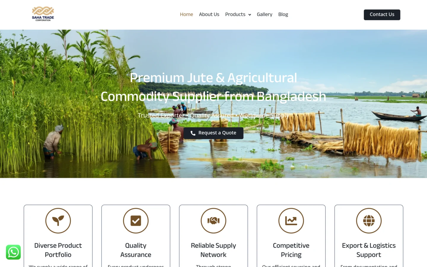 Screenshot of the Saha Trade Corporation website